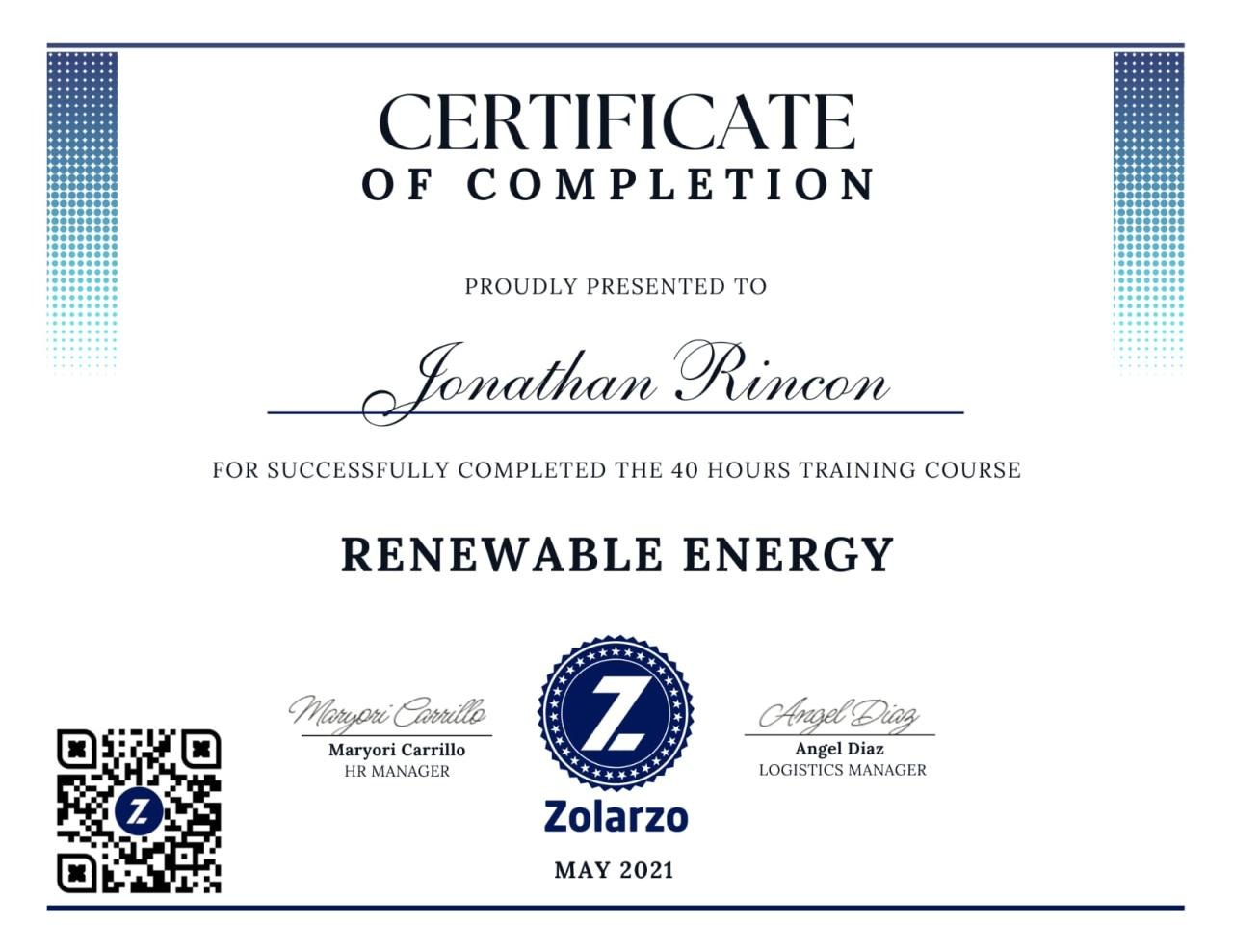 Certificate in Renewable Energy