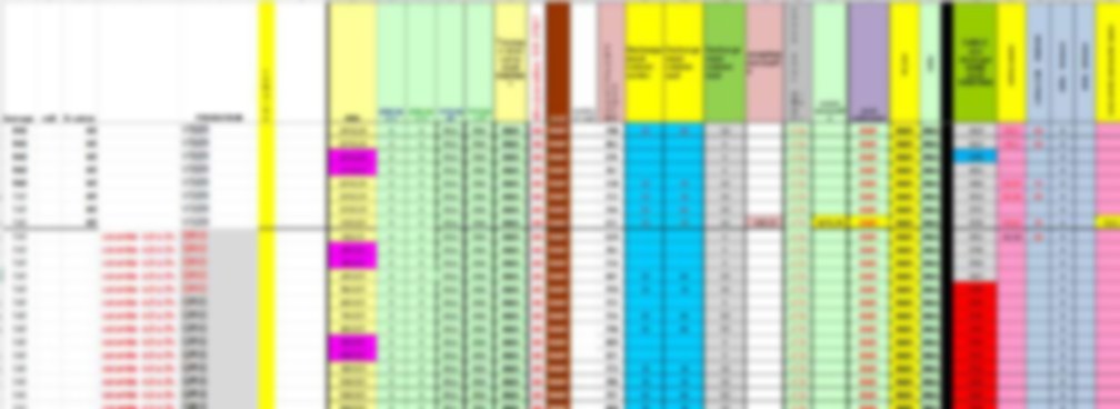 One of the Excel workbooks that supported the shop floor's logistics before the project